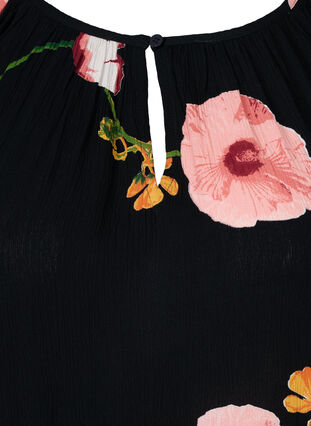 Printtikuvioinen viskoositunika 3/4 hihoilla, Black Big Flower, Packshot image number 2