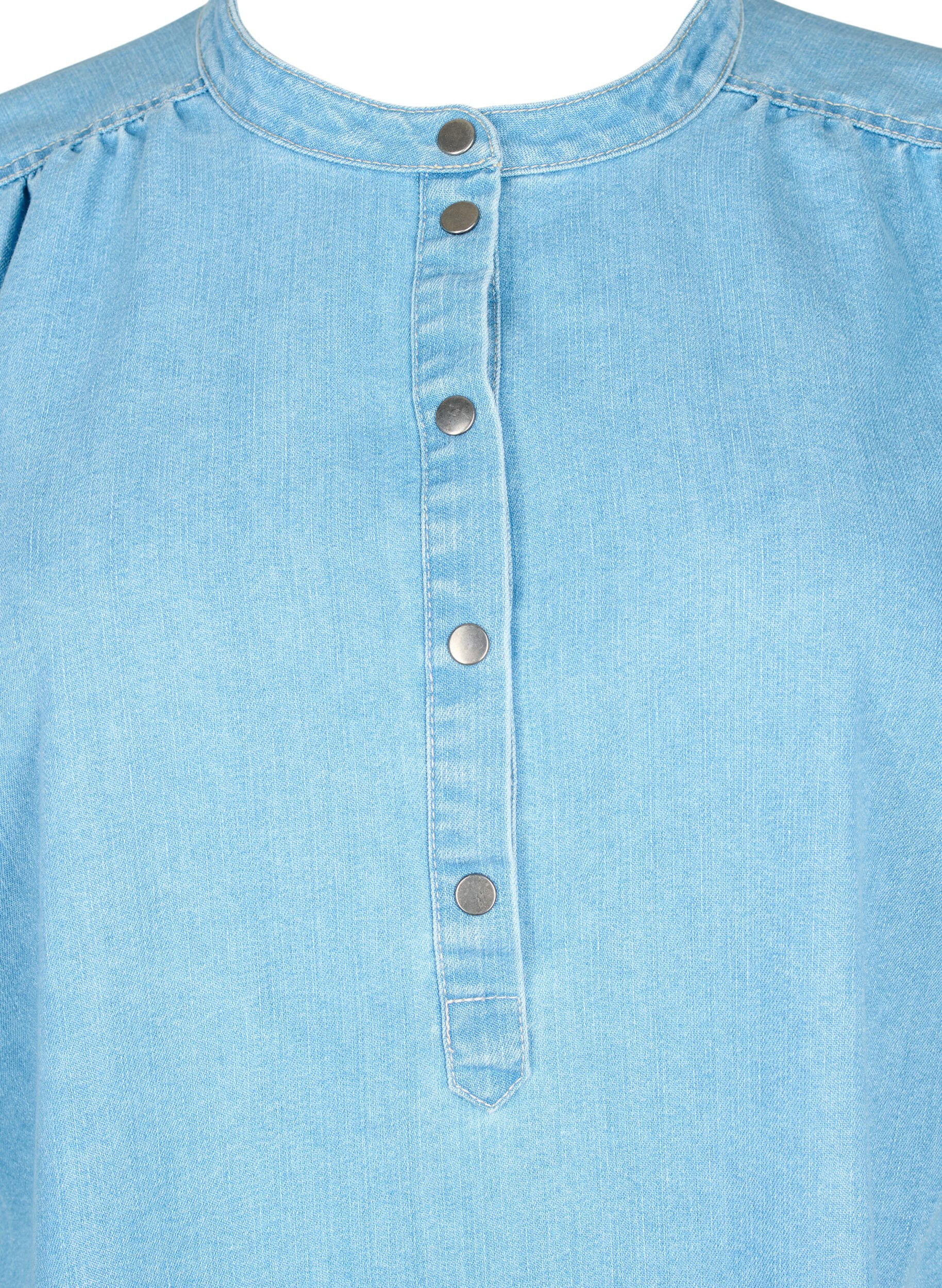 ZizziLyhythihainen A-linjainen farkkumekko, Light blue denim, Packshot image number 2