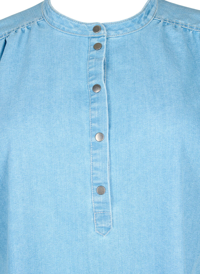 Lyhythihainen A-linjainen farkkumekko, Light blue denim, Packshot image number 2
