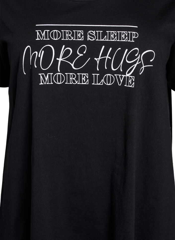 Lyhythihainen yöpaita luomupuuvillaa, Musta, Packshot image number 2