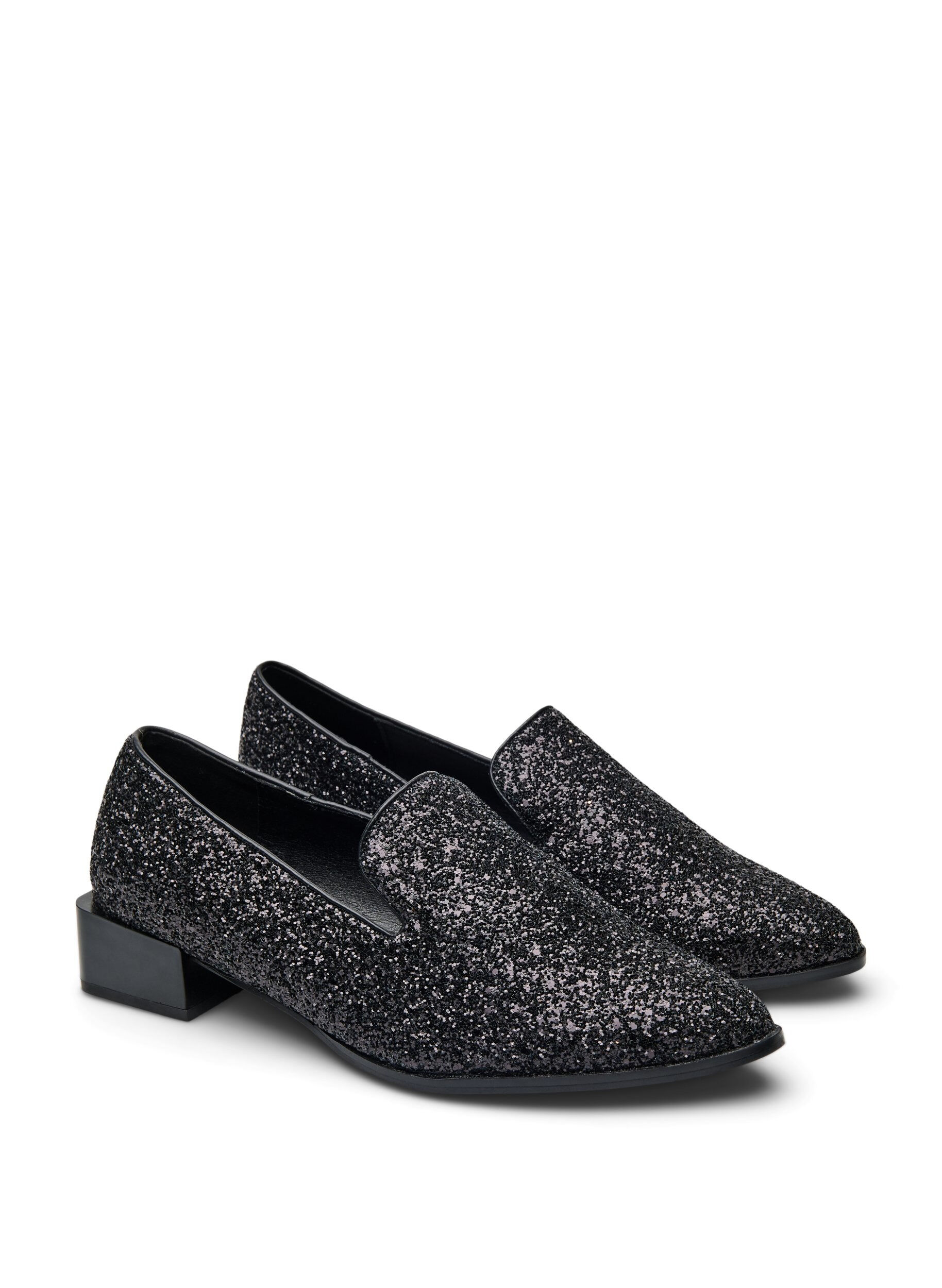 Zizzi Leve&auml;lestiset - Loaferit glitterill&auml;, Musta, Packshot image number 1