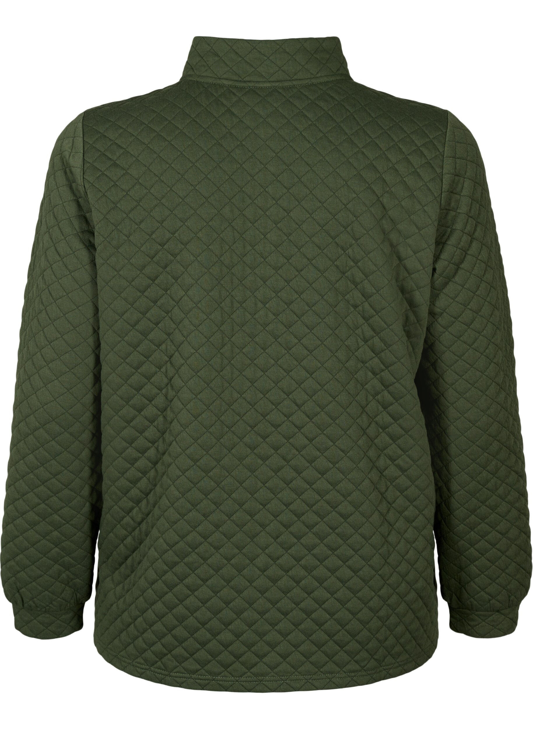 Zizzi Tikattu collegepaita vetoketjulla, Thyme, Packshot image number 1