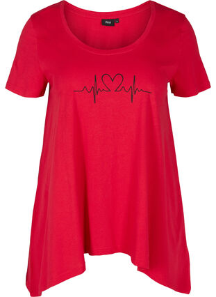 Lyhythihainen a-mallinen t-paita puuvillasta, Lipstick Red HEART, Packshot image number 0