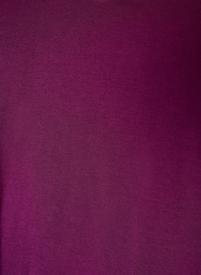 Perus V-p&auml;&auml;ntie T-paita viskoosista, Violetti, Packshot image number 2