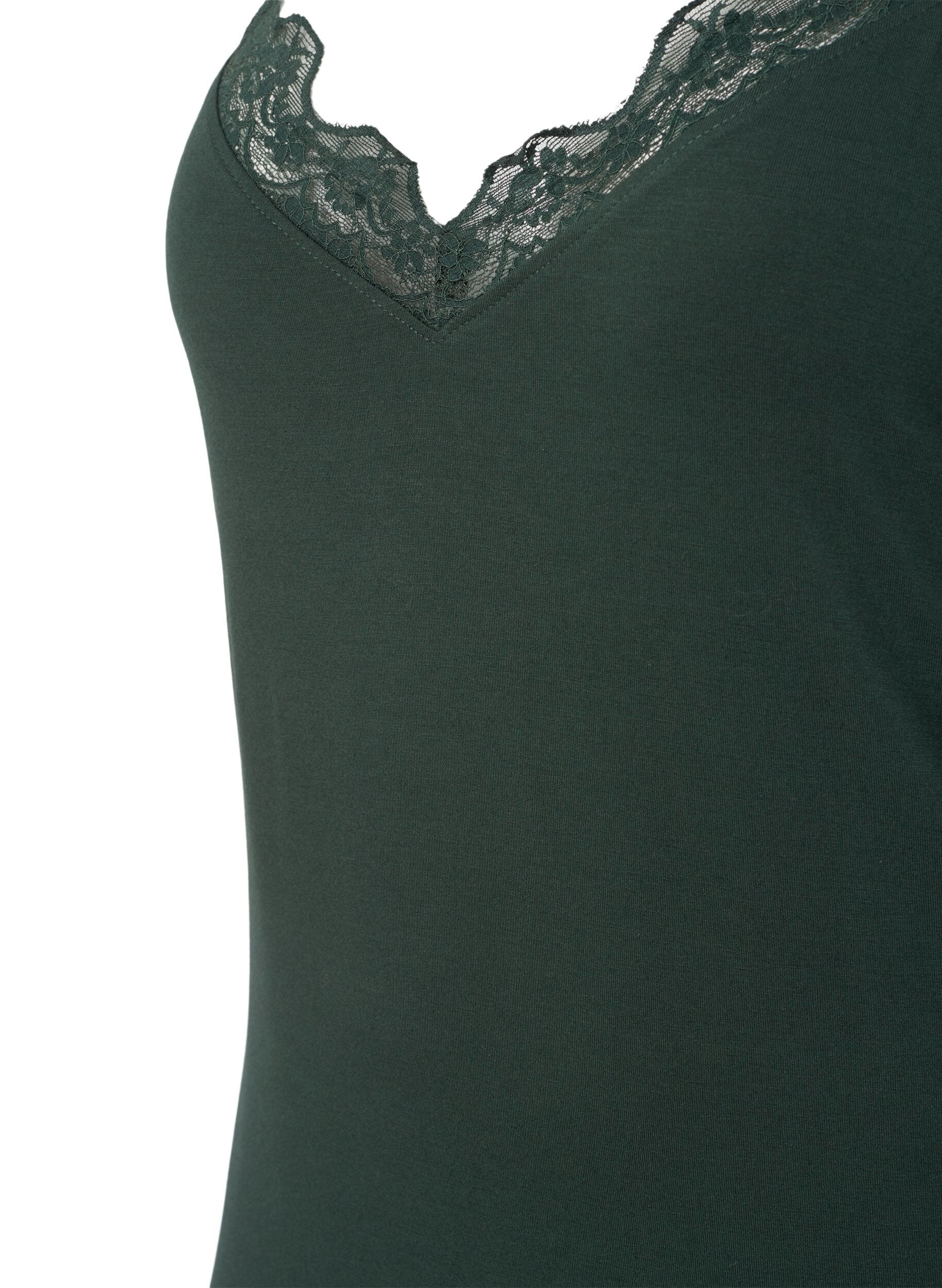 Zizzi Pitsireunainen viskoosiy&ouml;paita, Vihre&auml;, Packshot image number 2