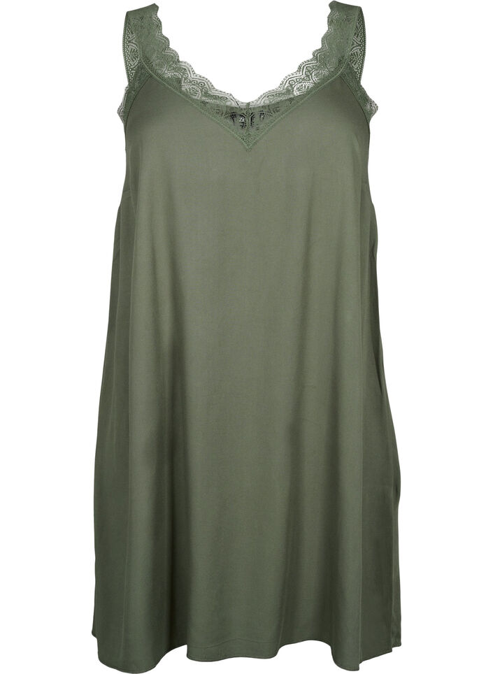 Viskoosinen olkainmekko, jossa on pitsiä, Thyme, Packshot image number 0