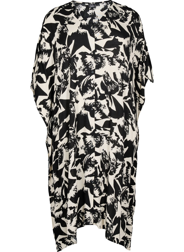 Kaftaani rantamekko napeilla, Beige, Packshot image number 0