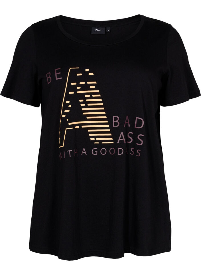 T-paita printillä treeniin , Black w. Bad Ass, Packshot image number 0