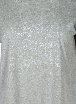 Lyhythihainen t-paita sävy sävyyn menevällä kuosilla , Light Grey Melange, Packshot image number 2