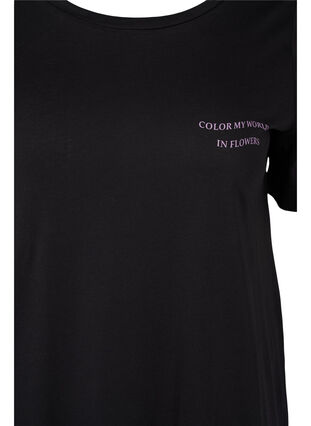 Pitkä puuvillainen t-paita painatetuilla yksityskohdilla, Black, Packshot image number 2