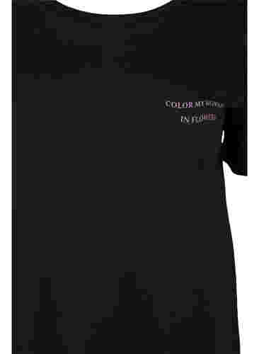 Pitkä puuvillainen t-paita painatetuilla yksityskohdilla, Black, Packshot image number 2