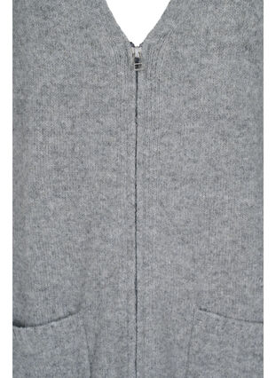 Pitkä neuletakki vetoketjulla ja taskuilla, Medium Grey Melange, Packshot image number 2