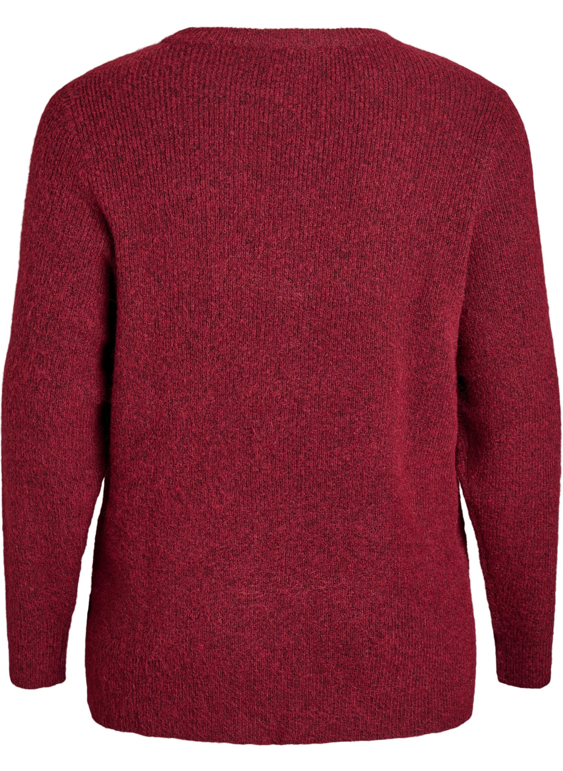 ZizziMelange-neulepusero py&ouml;re&auml;ll&auml; p&auml;&auml;ntiell&auml;, Punainen, Packshot image number 1