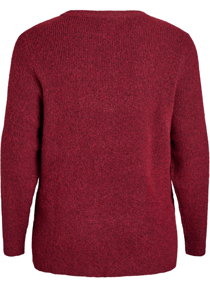 Melange-neulepusero py&ouml;re&auml;ll&auml; p&auml;&auml;ntiell&auml;, Punainen, Packshot image number 1