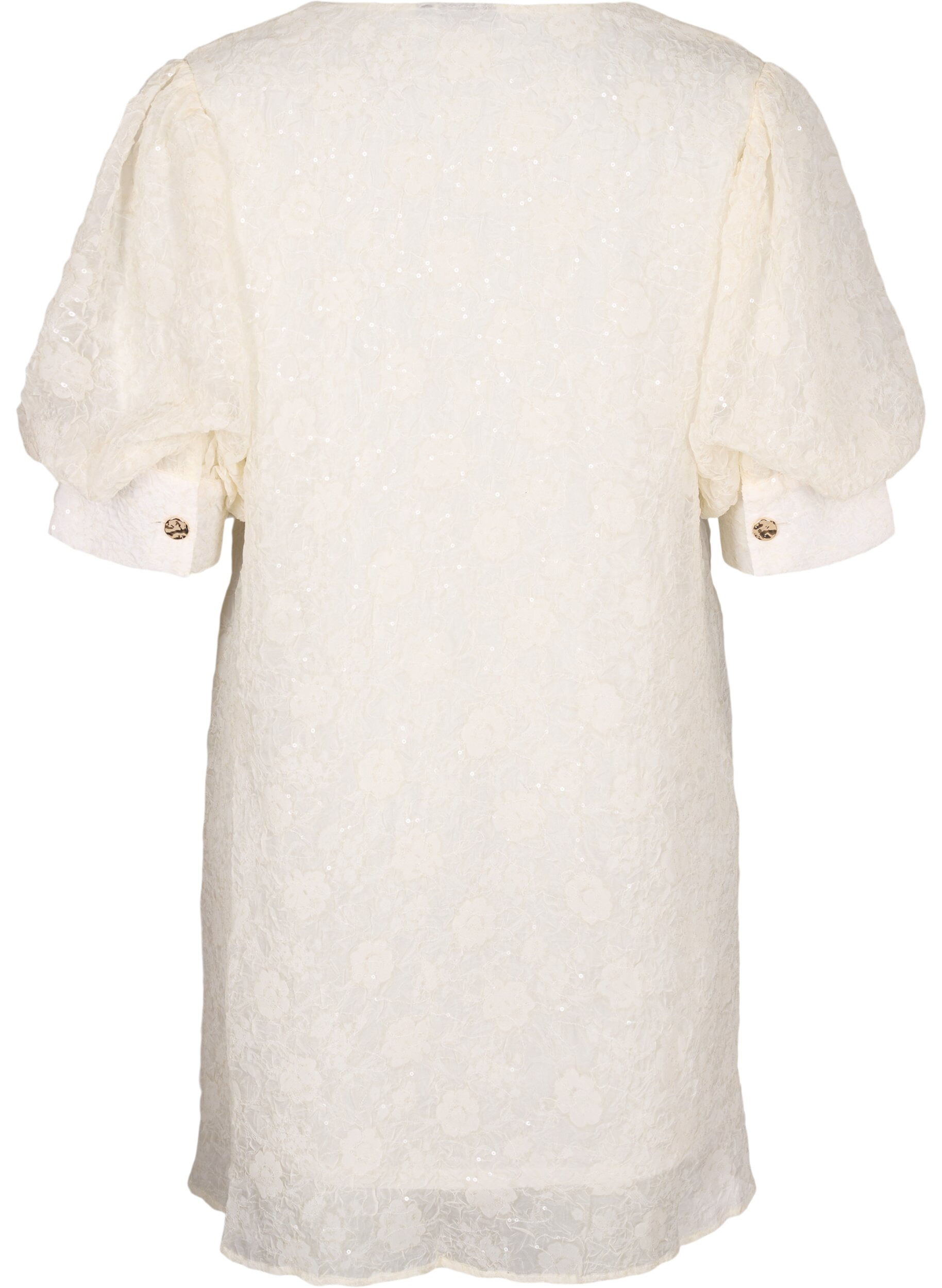 Zizzi Lyhyt juhlamekko paljeteilla, Vanilja, Packshot image number 1