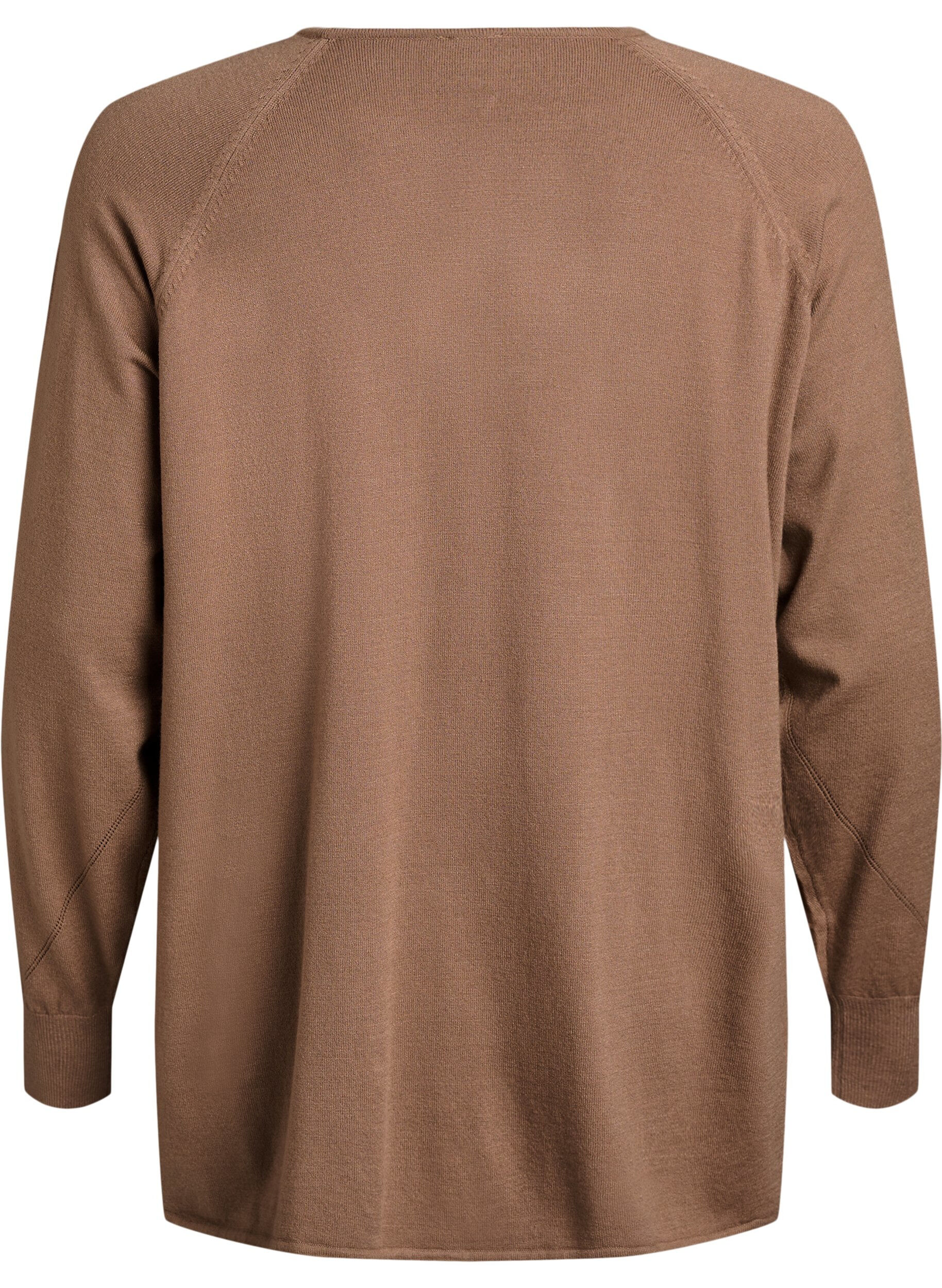 Zizzi Neulepusero py&ouml;re&auml;ll&auml; p&auml;&auml;ntiell&auml; ja neulospinnalla, Ruskea, Packshot image number 1