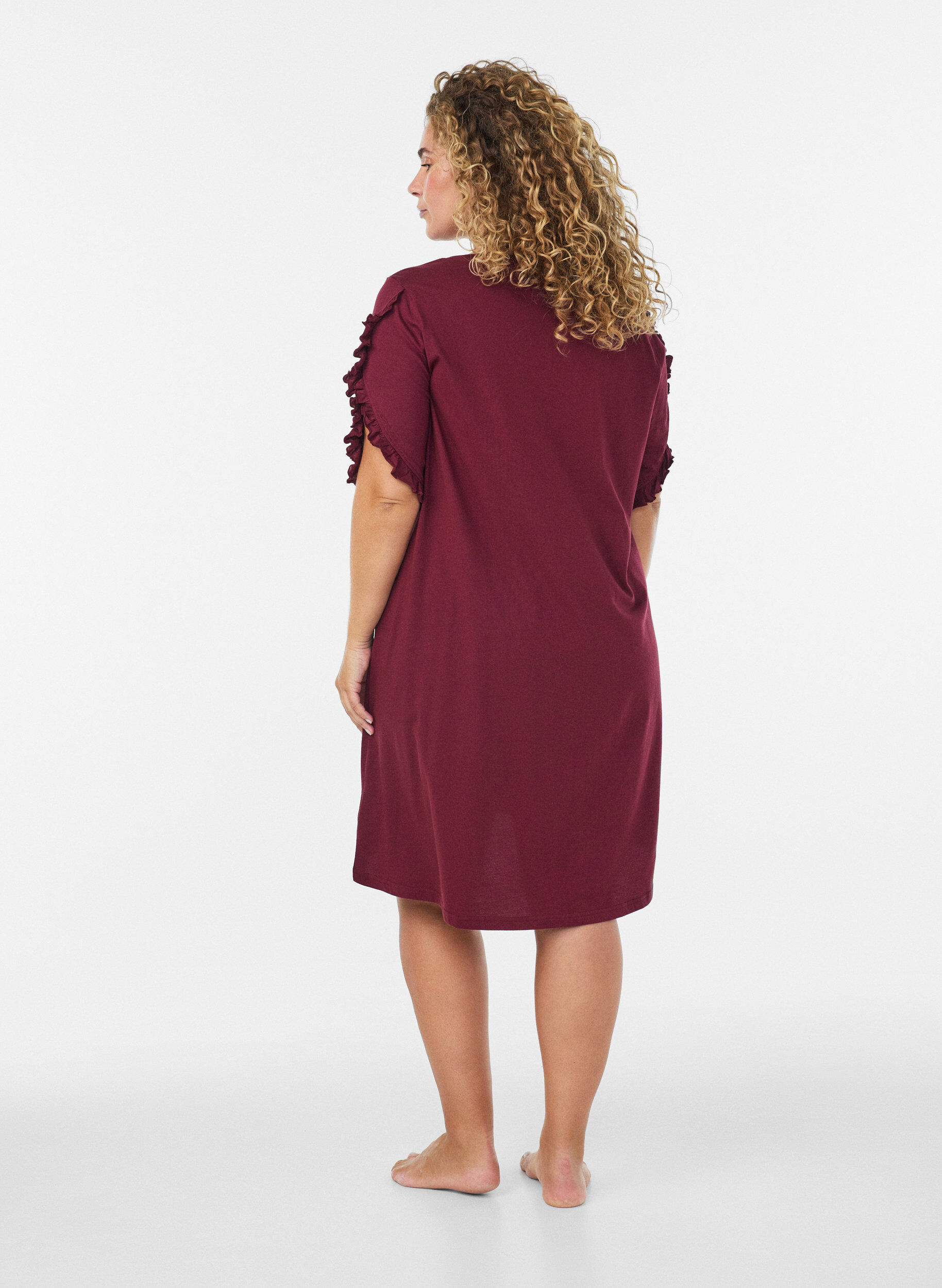 ZizziLuomupuuvillainen y&ouml;paita r&ouml;yhel&ouml;hihoilla, Punainen, Model image number 2