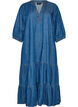 Denim-maximekko r&ouml;yhel&ouml;kerroksilla, Sininen, Packshot image number 0