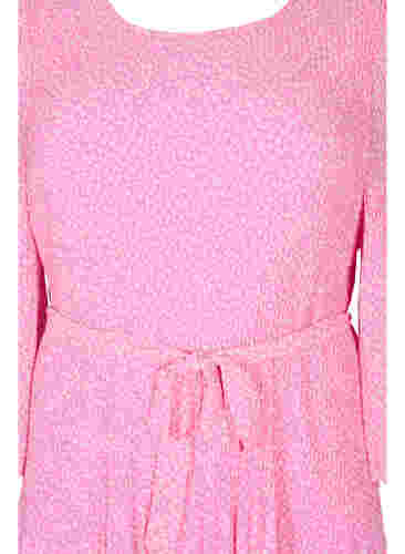 Pliseerattu mekko nauhalla, Pink Ditzy Flower, Packshot image number 2
