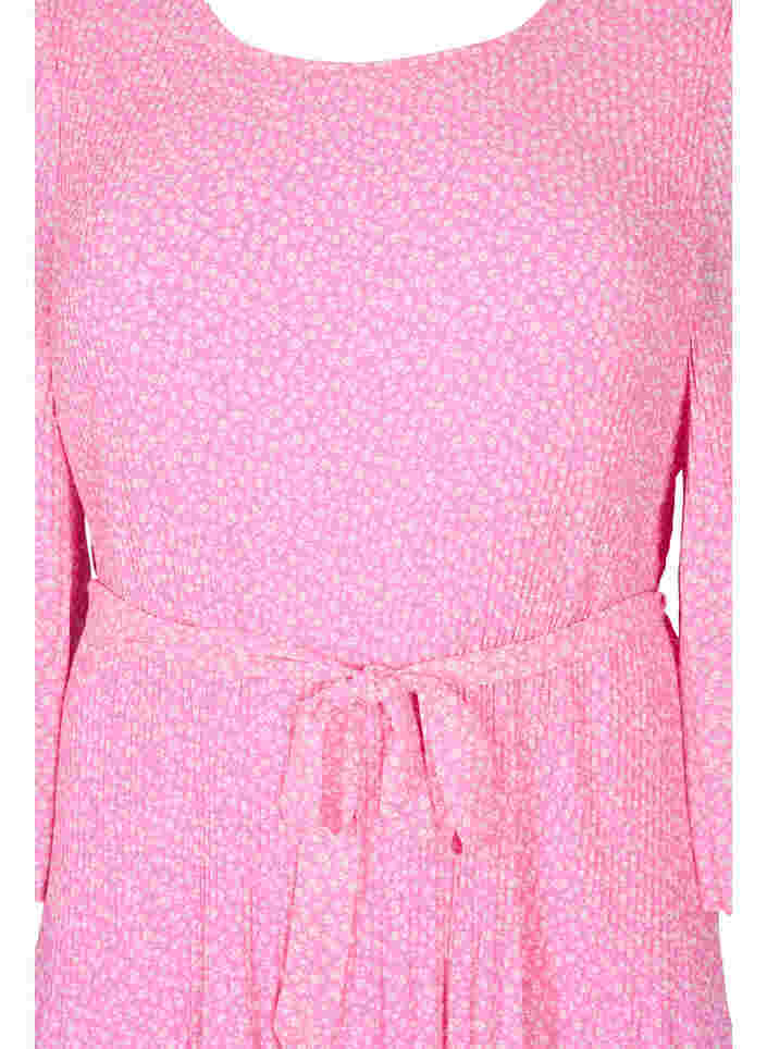 Pliseerattu mekko nauhalla, Pink Ditzy Flower, Packshot image number 2