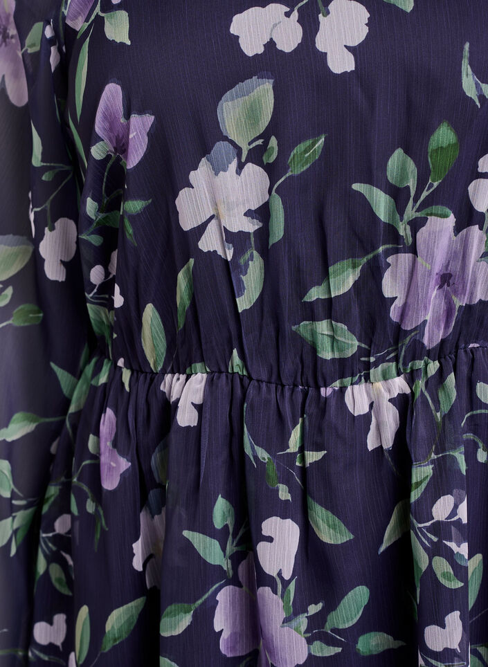 Pitk&auml;hihainen sifonkijuhlamekko, Sininen, Packshot image number 2