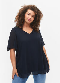 V-kauluksinen blouse lyhyillä hihoilla, Total Eclipse, Model