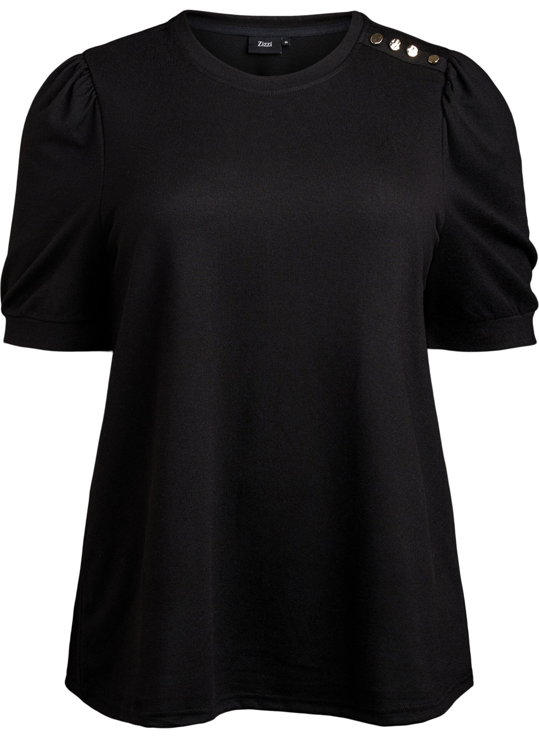 Pusero nappidetaljilla ja lyhyill&auml; puhvihihoilla