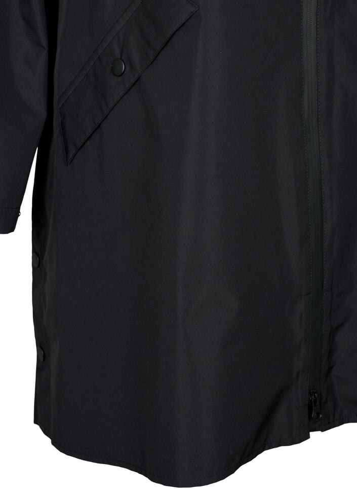 Sadetakki taskuilla ja hupulla, Musta, Packshot image number 3