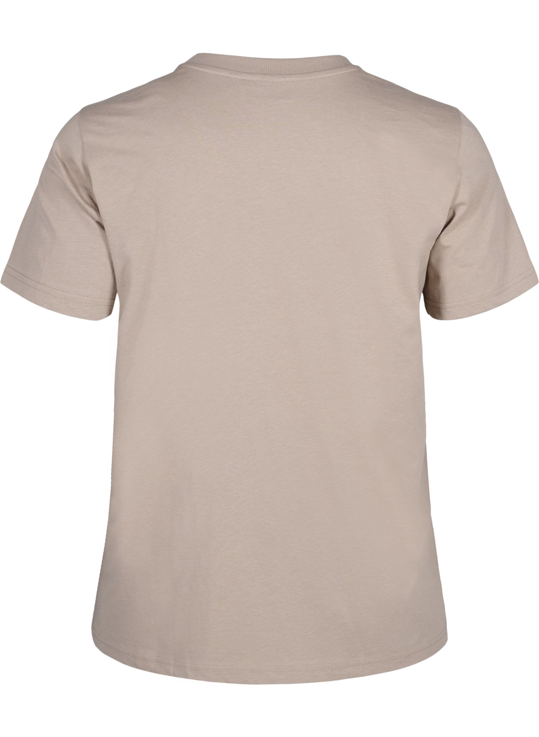 ZizziPuuvillainen perus-T-paita, jossa on py&ouml;re&auml; kaula-aukko, Beige, Packshot image number 1