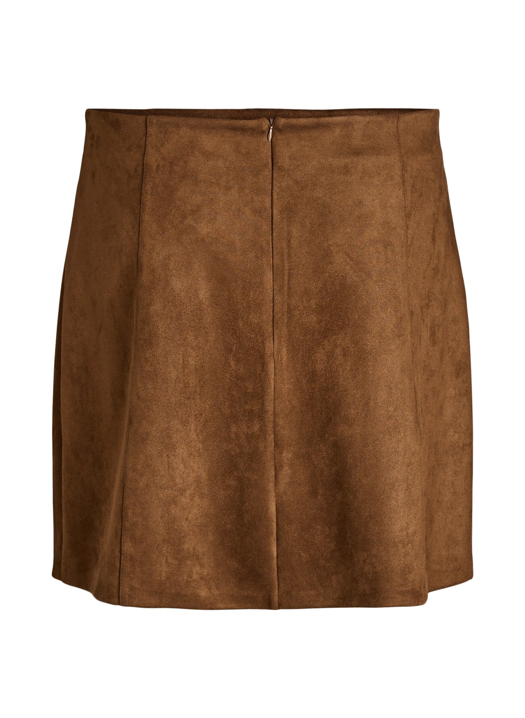 Zizzi Lyhyt mokkaj&auml;ljitelm&auml; A-linjainen hame, Ruskea, Packshot image number 1