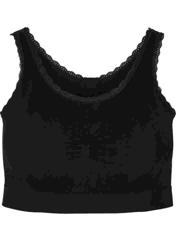 Pehmeät rintaliivit pitsireunuksella, Black, Packshot image number 0