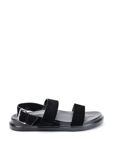 Wide fit -sandaalit mokkanahasta, Black, Packshot image number 0