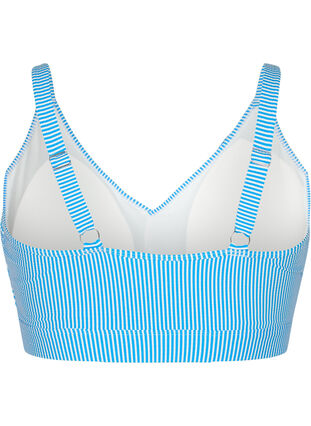 Raidallinen bikinin toppi röyhelöllä, BlueWhite Stripe AOP, Packshot image number 1