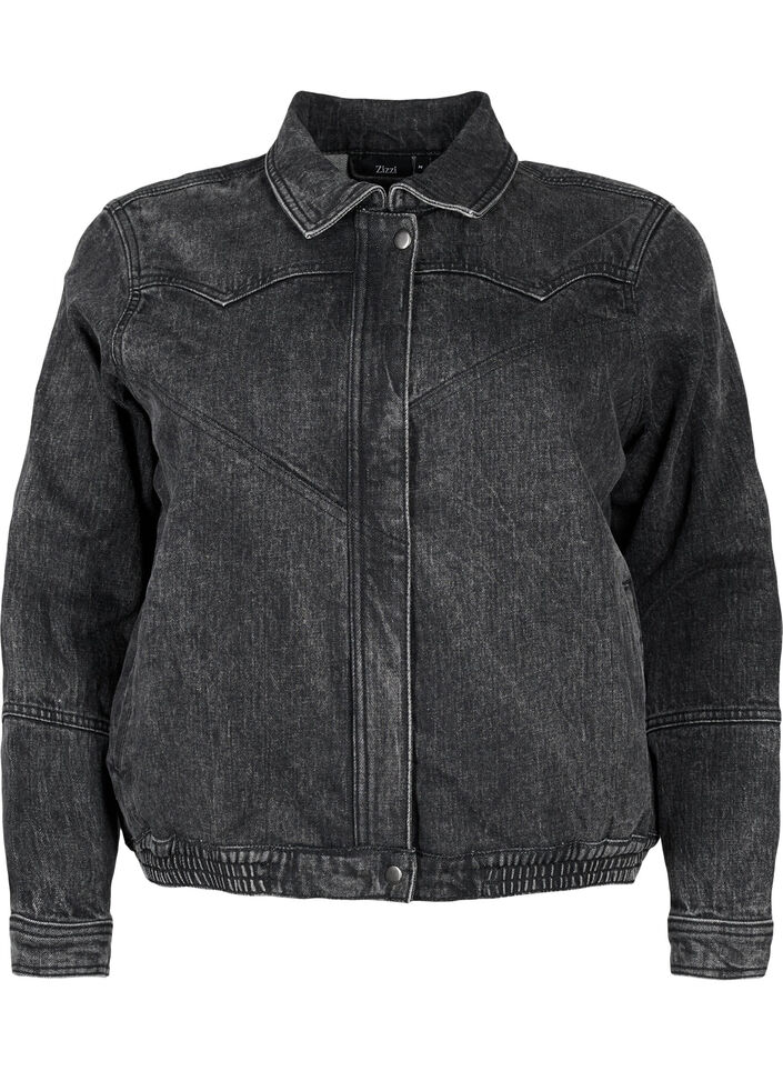 Farkkutakki, jossa on piilotettu vetoketju, Dark Grey Denim, Packshot image number 0