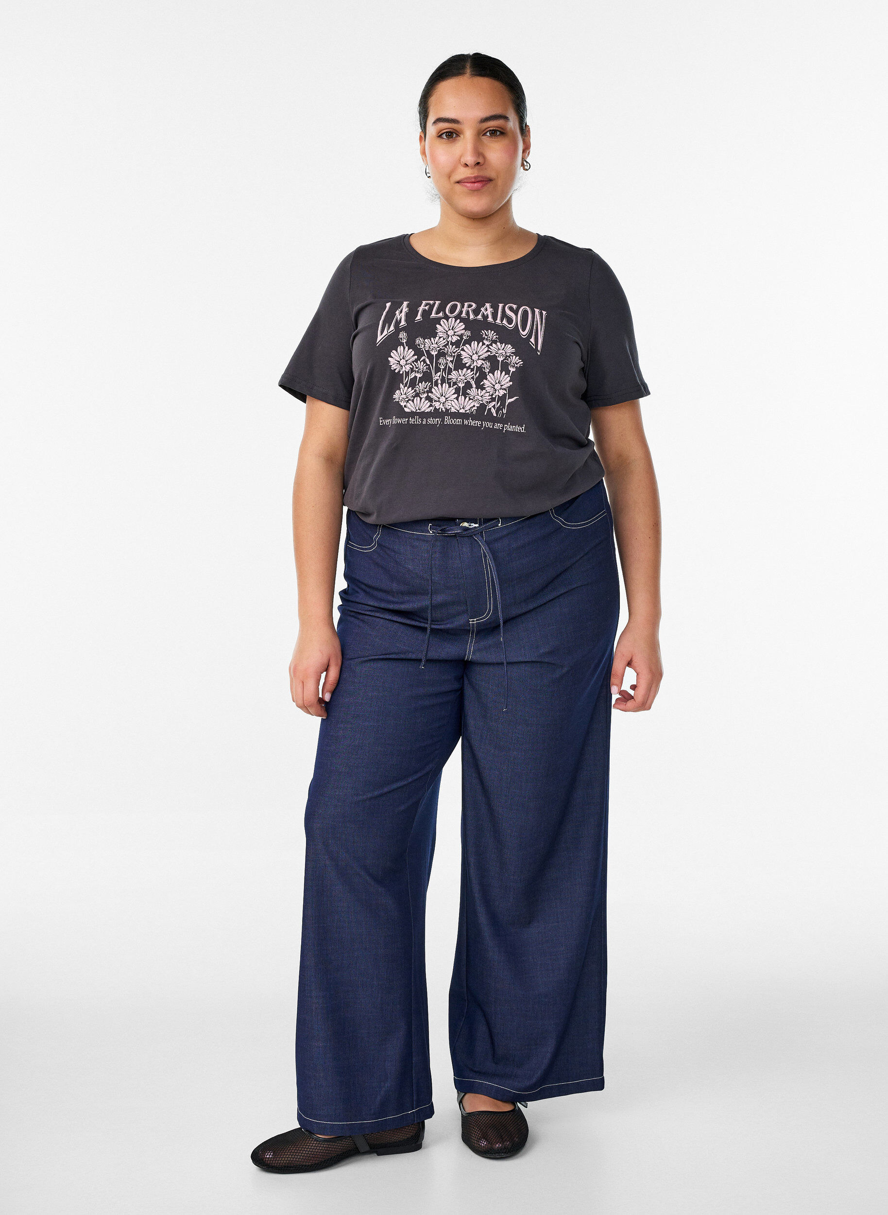 ZizziT-paita printill&auml;, Harmaa, Model image number 1