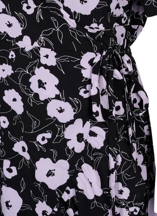 Kukkakuvioitu lyhythihainen mekko, Black Flower AOP, Packshot image number 3