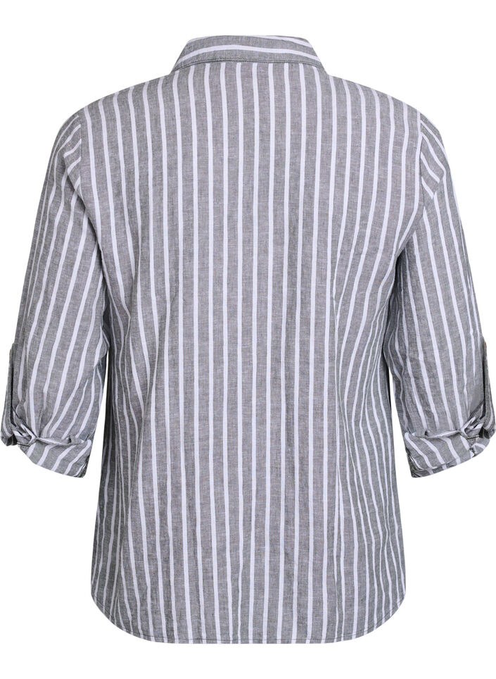 Paita pellavaa ja viskoosia, 3/4-hihoilla, Vihreä, Packshot image number 1