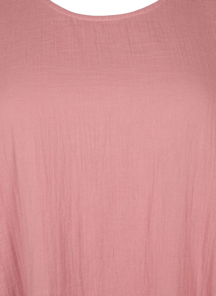 Lyhythihainen ja A-linjainen puuvillamekko, Old Rose, Packshot image number 2