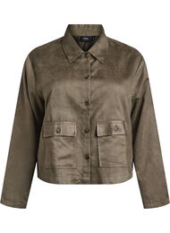 Lyhyt mokkajäljitelmätakki taskuilla, Vihreä