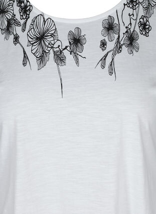 Puuvillainen t-paita printtiyksityiskohdilla, Bright White FLOWER, Packshot image number 2