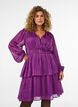 Polvipituinen mekko l&auml;pikuultavilla raidoilla ja kietaisuefektill&auml;, Violetti, Model image number 0