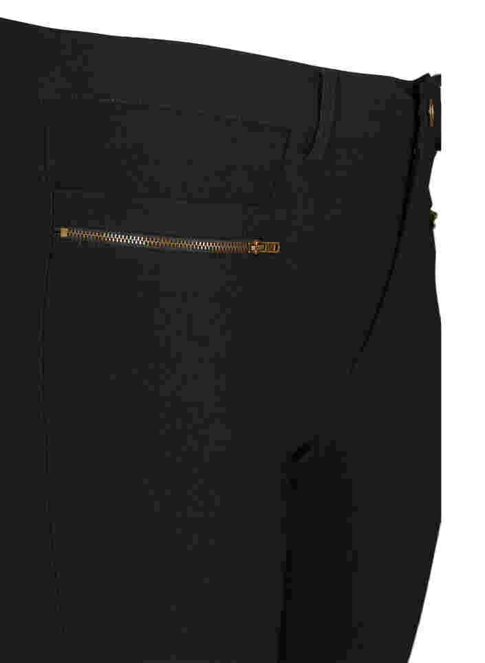 Tyköistuvat housut vetoketjuyksityiskohdilla , Black, Packshot image number 2