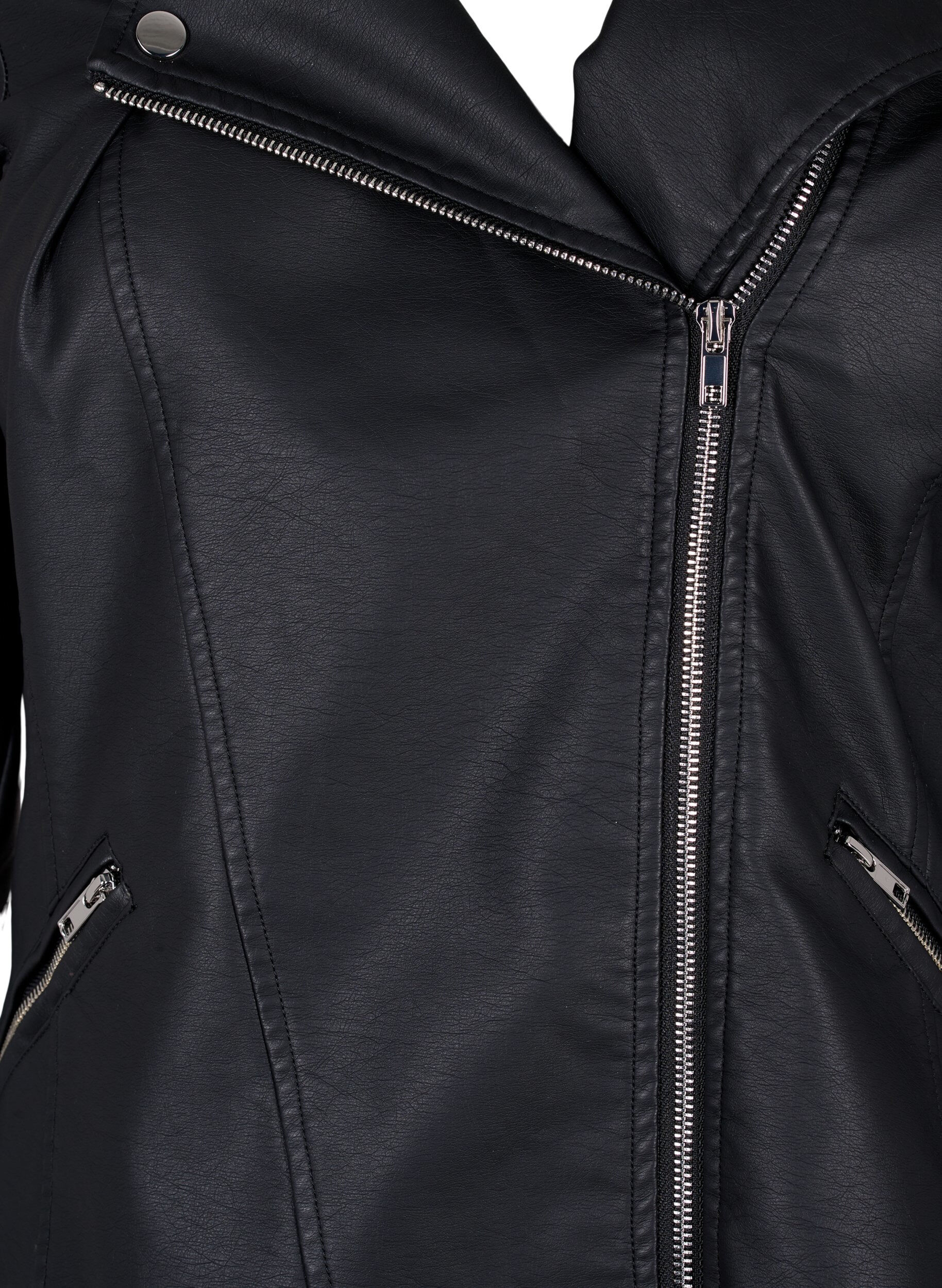 ZizziKeinonahkainen biker-takki, Musta, Packshot image number 2