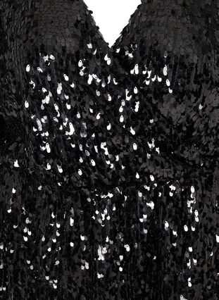 Paljettimekko v-aukolla ja pitkillä hihoilla , Black, Packshot image number 2