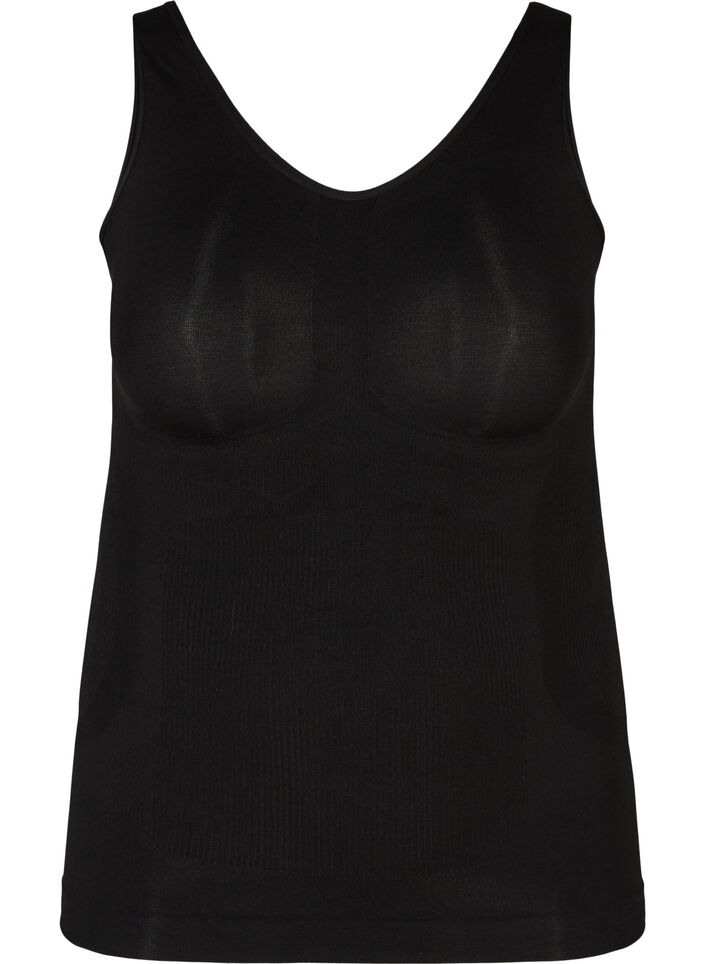 Shapewear-toppi leveill&auml; olkaimilla, Musta, Packshot image number 0