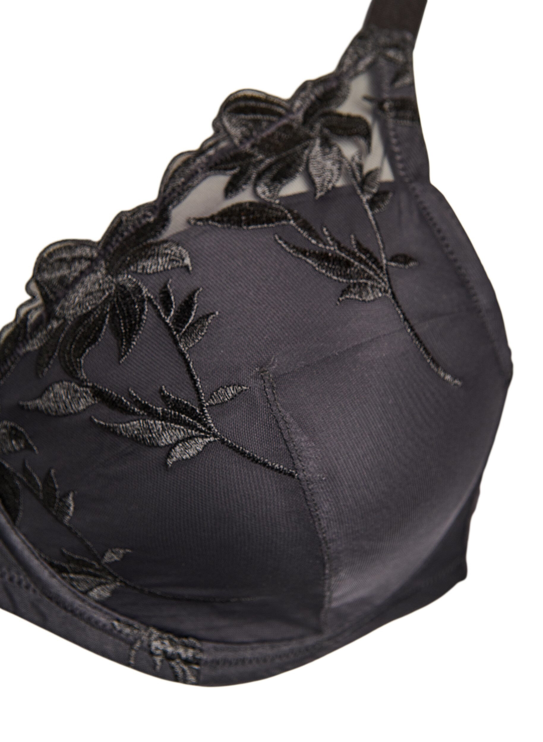 ZizziTopatut kirjaillut kaarituelliset rintaliivit, Musta, Packshot image number 2