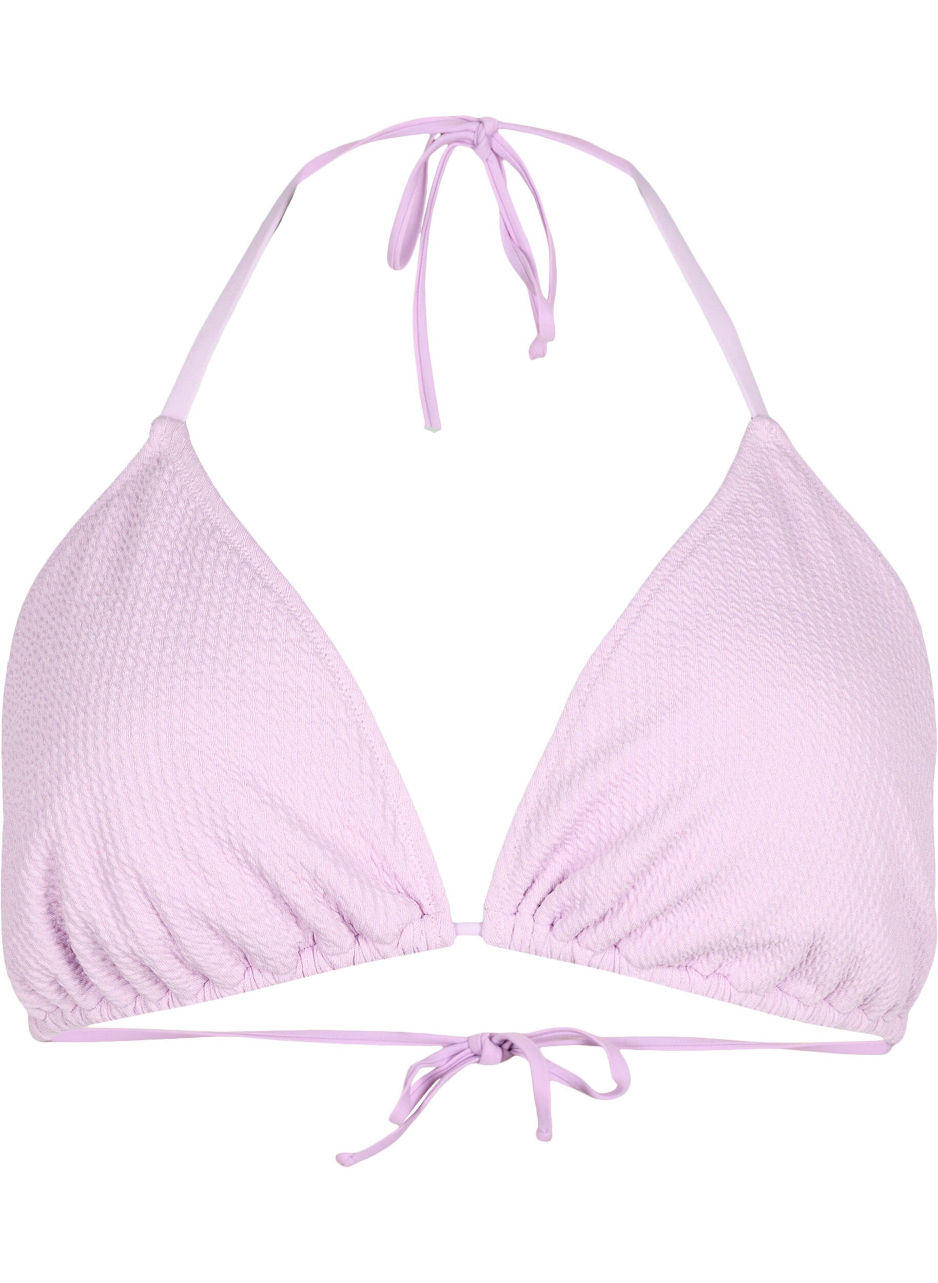 Zizzi Kreppikuosiset kolmiomalliset bikinirintaliivit, Violetti, Packshot image number 0