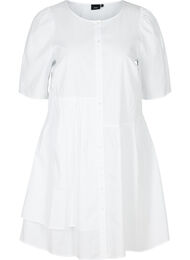 Puuvillainen paitamekko puhvihihoilla , Bright White