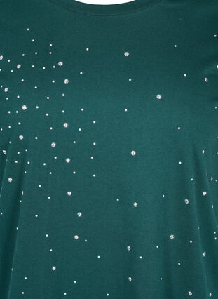 Luomupuuvillainen t-paita niiteillä, Dark Green, Packshot image number 2