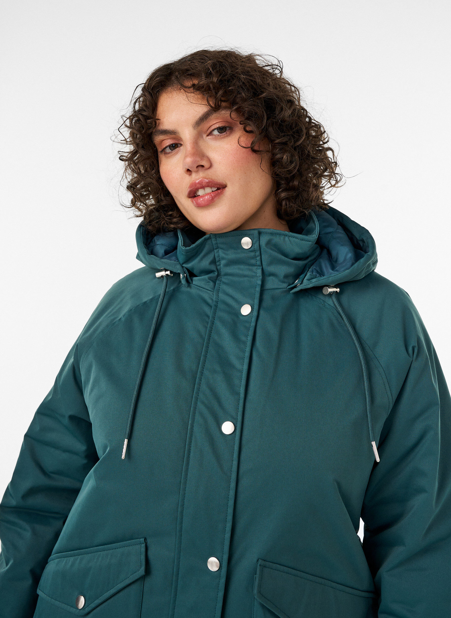 ZizziTopattu parka irrotettavalla hupulla, Vihre&auml;, Model image number 3